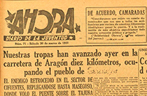 Titulares con la derrota italiana en Masegoso Ahora. Diario de la Juventud (20/03/1937)