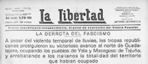 Titulares con la derrota italiana en Masegoso y Yela. Peridico La Libertad (23/03/1937)